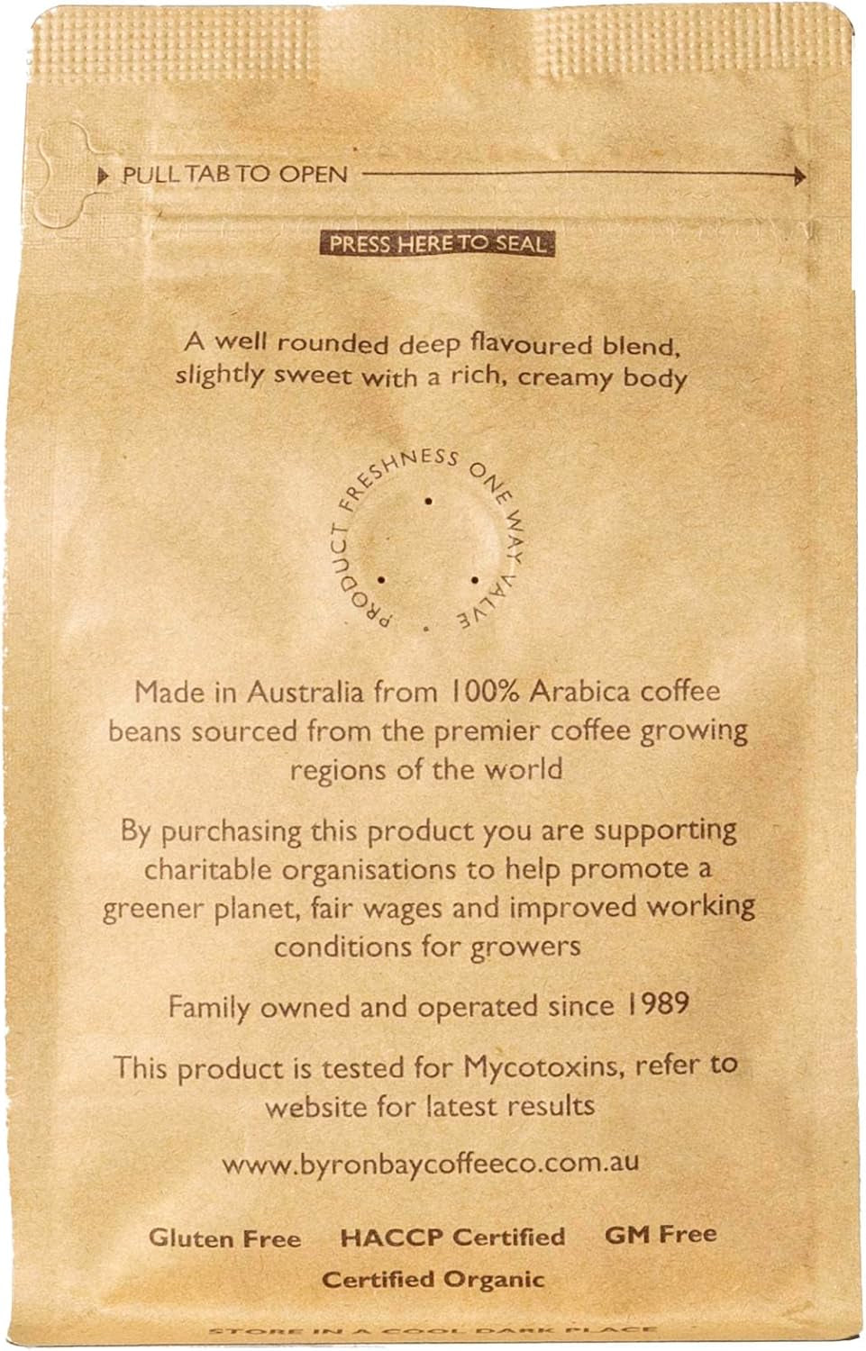 Certified Organic Espresso Whole Bean, 250 G