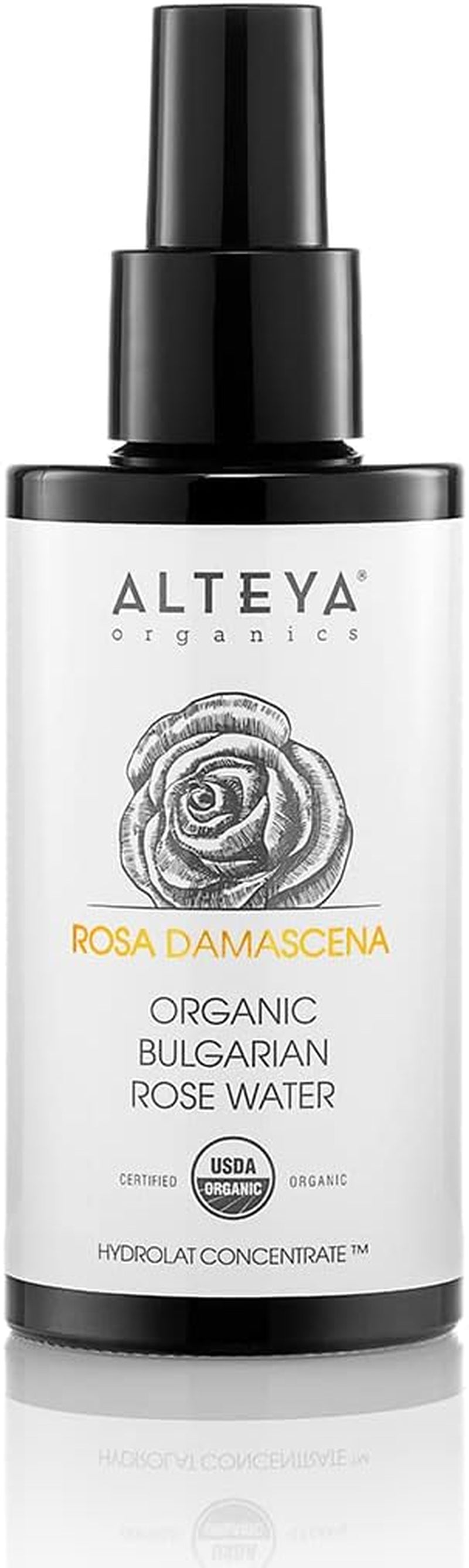 Alteya High-Potency Rose Water USDA Organic Facial Toner, 3000 Roses in a Bottle, 3.4 Fl Oz/100Ml Pure Bulgarian Rosa Damascena Flower Water, Award-Winning Moisturizer in Miron Biophotonic Glass