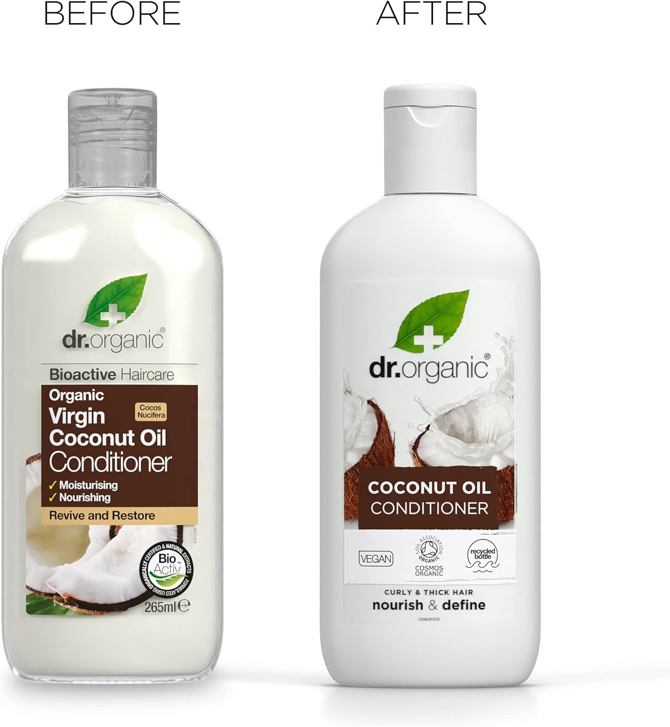 Dr Organic Coconut Oil Conditioner, Hydrating, Normal & Dry Hair, Mens, Womens, Natural, Vegan, Cruelty-Free, Paraben & Sls-Free, Organic, 265Ml, Packaging May Vary