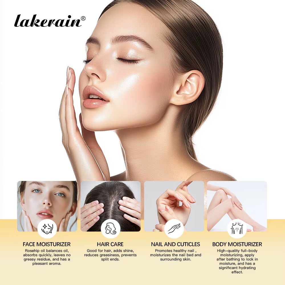 Organic Rosehip Oil Rose Hips Face Oils 30Ml Fast-Absorbing Skin Care Moisturizer Face Oil Organic Rosehip Seed Oil Essence