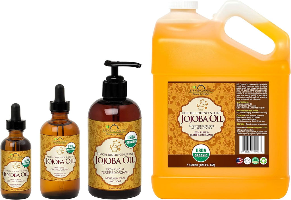 Jojoba Oil, USDA Certified Organic,Pure & Natural, Cold Pressed Virgin, Unrefined, Haxane Free (Regular (4Oz, 115Ml))