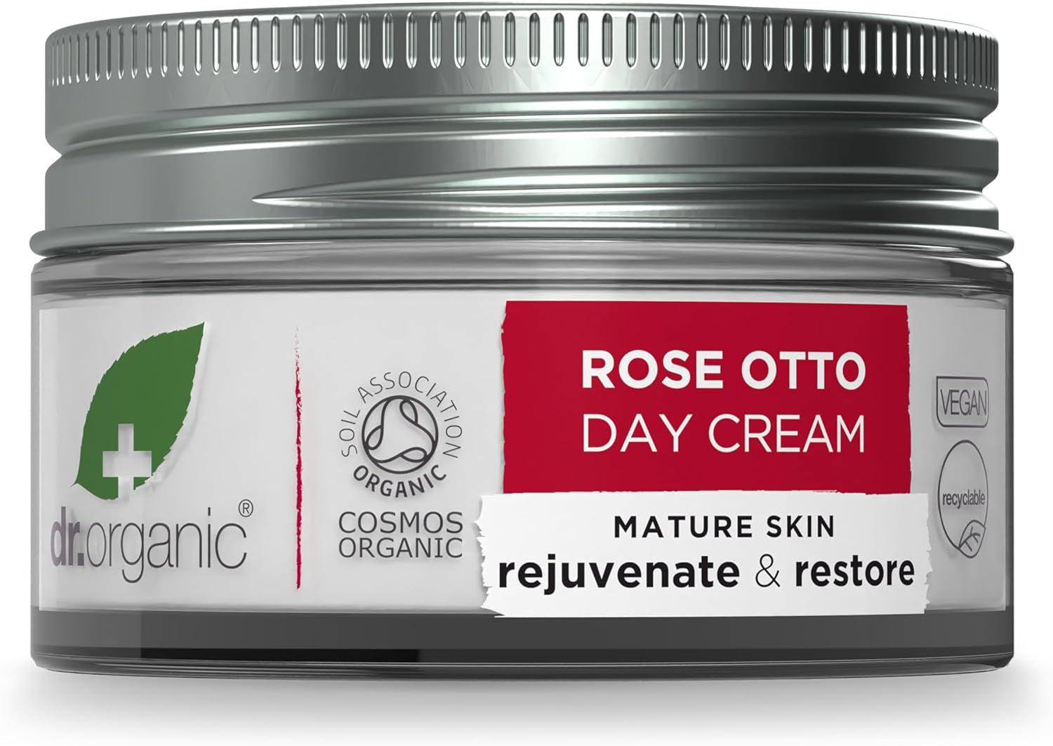 Dr Organic Rose Otto Day Cream, Moisturising, Wrinkles, Mens, Womens, Mature Skin, Natural, Vegan, Cruelty-Free, Paraben & Sls-Free, Plastic Free, Organic, 50Ml, Packaging May Vary