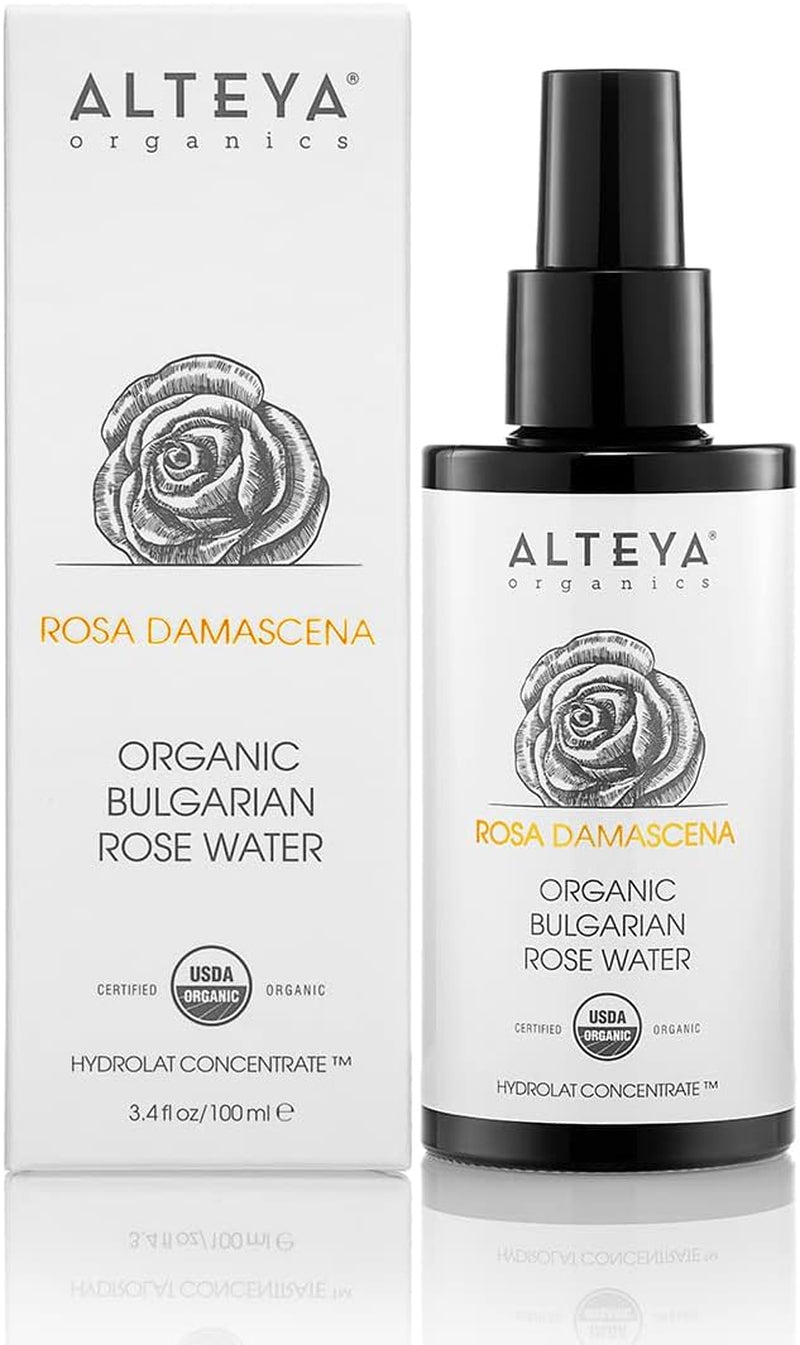 Alteya High-Potency Rose Water USDA Organic Facial Toner, 3000 Roses in a Bottle, 3.4 Fl Oz/100Ml Pure Bulgarian Rosa Damascena Flower Water, Award-Winning Moisturizer in Miron Biophotonic Glass