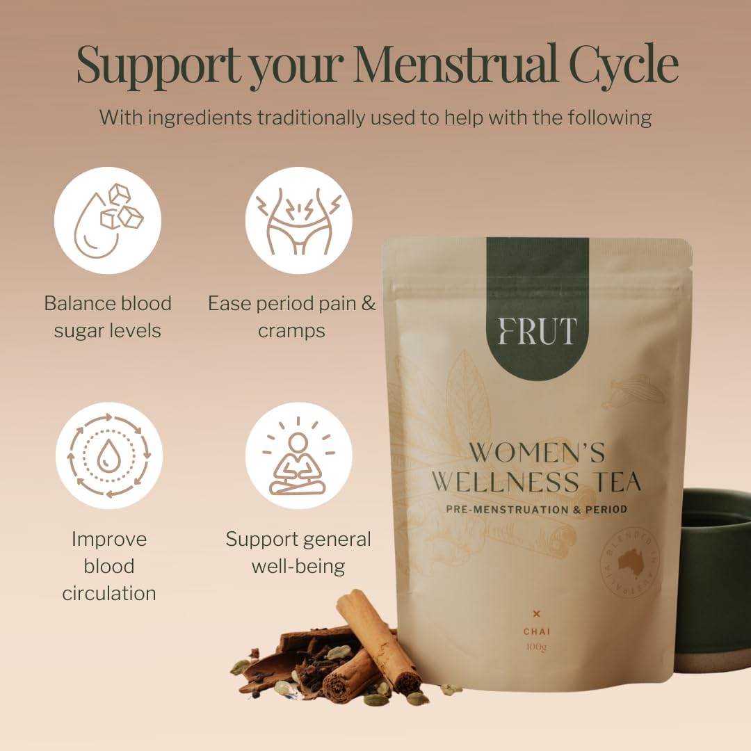 Period Tea | Organic Women’S Wellness Pre-Menstruation & Period Herbal Tea | Chai | Caffeine-Free | Supports Women’S Menstrual Cycle | 100G Loose Leaf