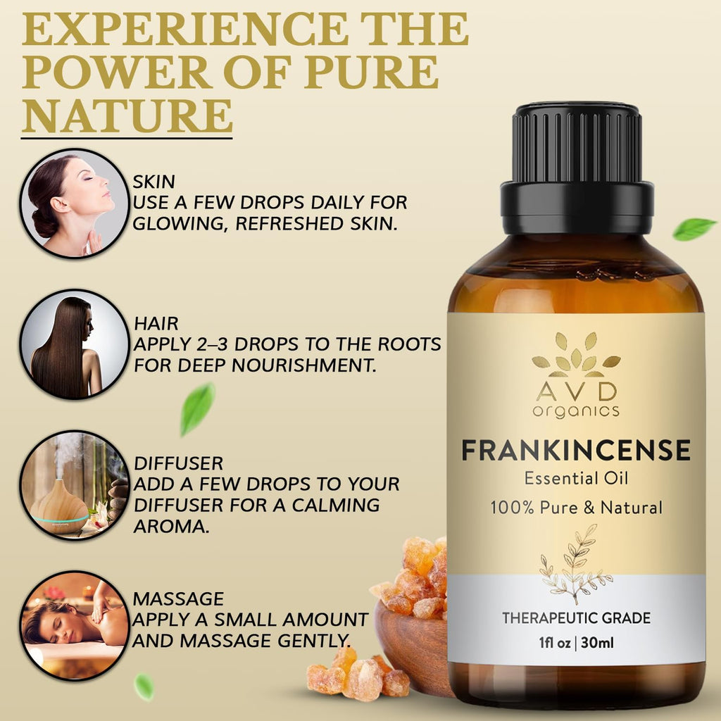 Frankincense Essential Oil 30Ml | 100% Pure & Natural Steam-Distilled Boswellia Oil | for Diffuser, Candle Making, Soap & Home Fragrance | 1 Fl. Oz