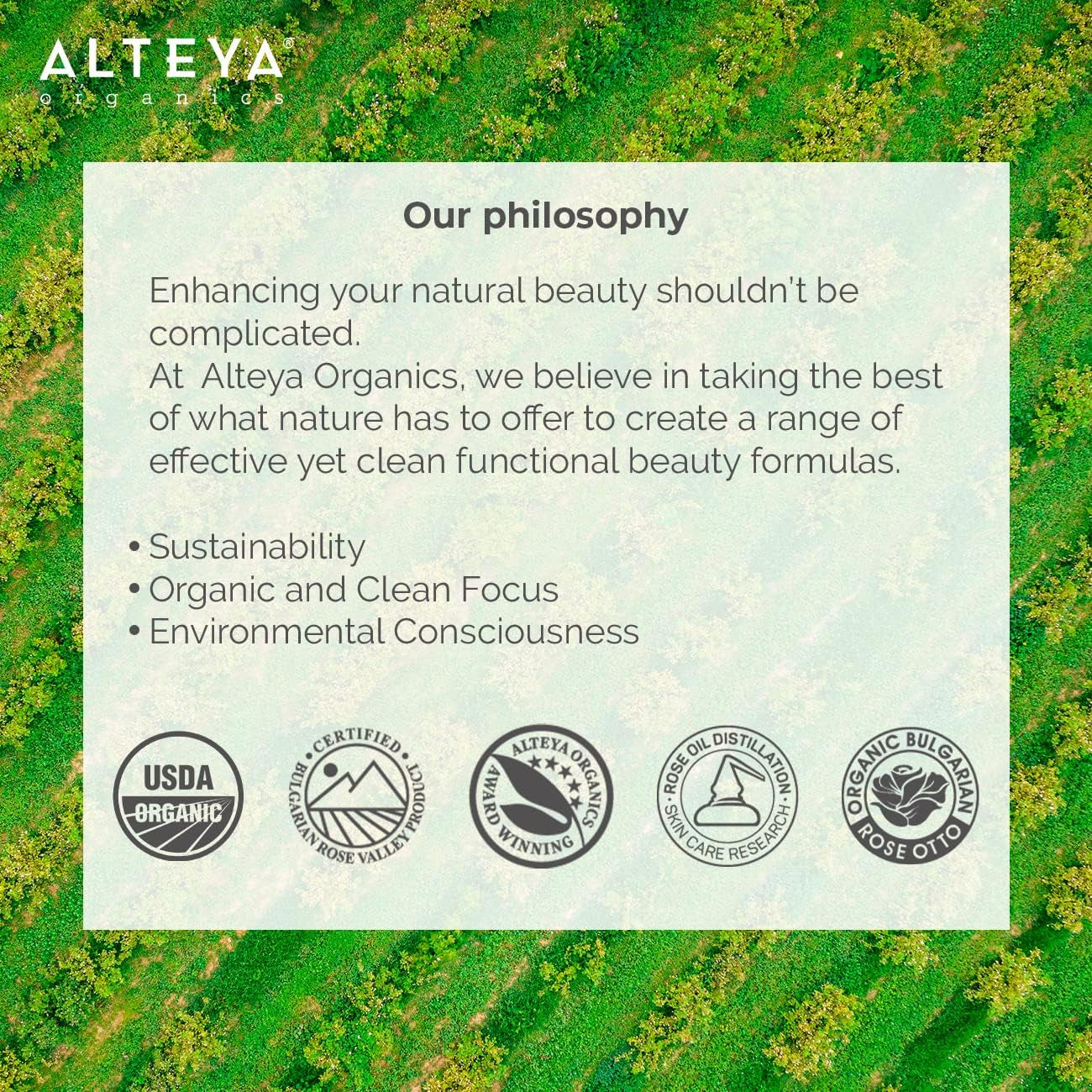 Alteya High-Potency Rose Water USDA Organic Facial Toner, 3000 Roses in a Bottle, 3.4 Fl Oz/100Ml Pure Bulgarian Rosa Damascena Flower Water, Award-Winning Moisturizer in Miron Biophotonic Glass