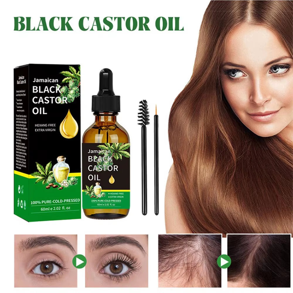 Black Castor Oil Healthy Organic Castor Oil Improves Hair Line Toughness Nourishes the Body Skin Hair Massage Moisturizing 60Ml