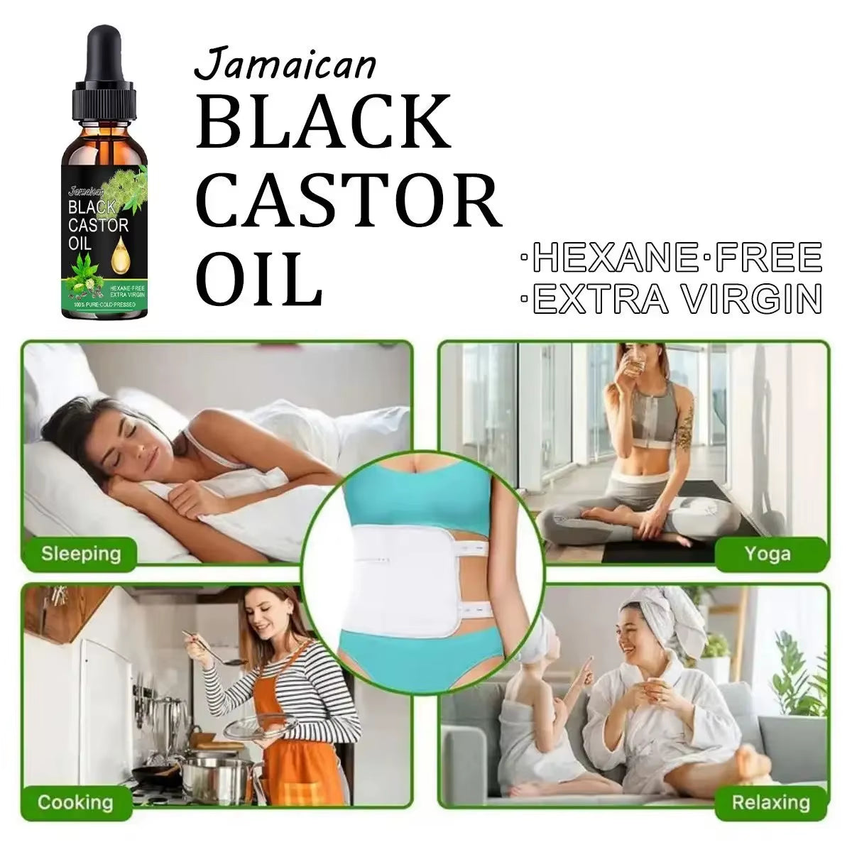Black Castor Oil Healthy Organic Castor Oil Improves Hair Line Toughness Nourishes the Body Skin Hair Massage Moisturizing 60Ml