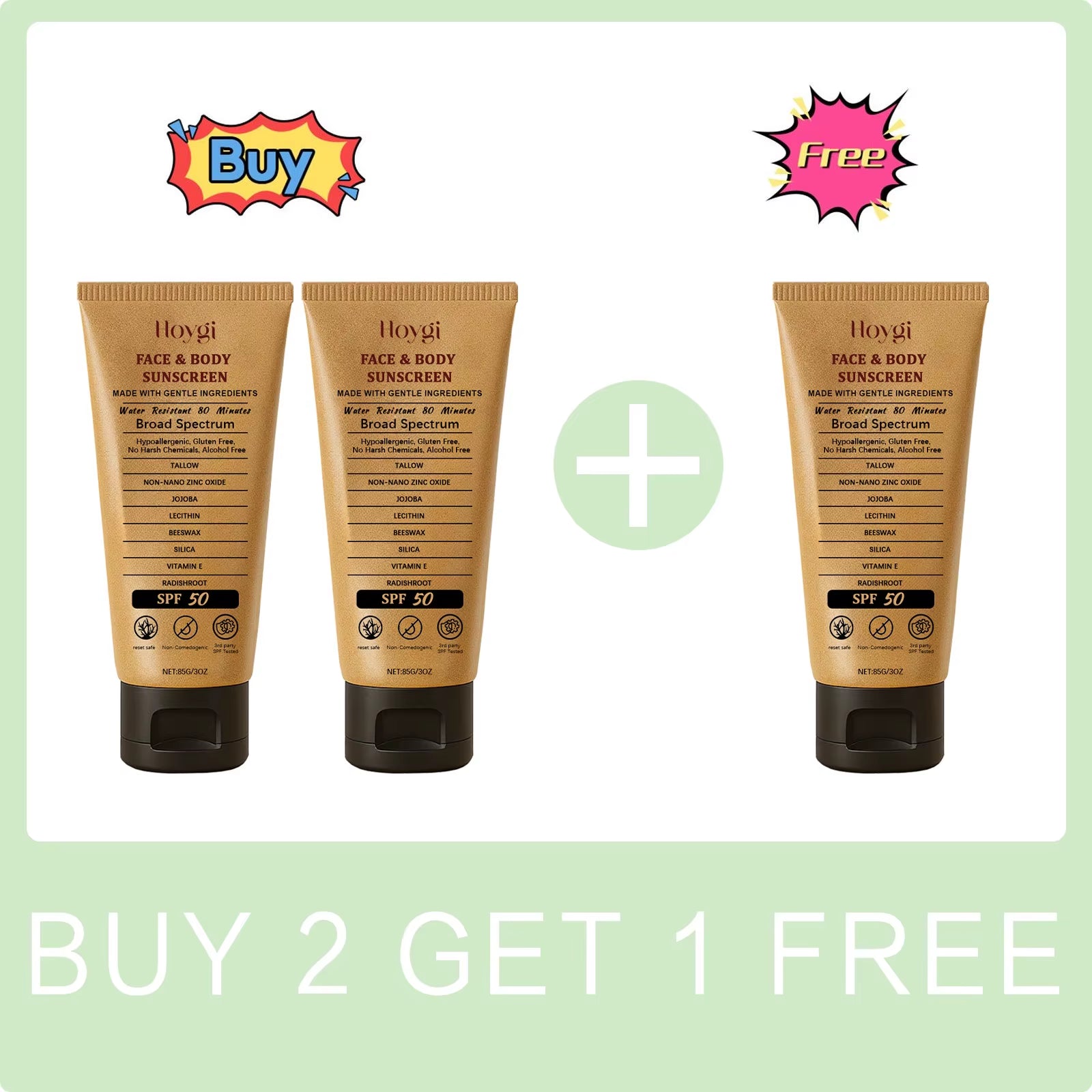 Spf 50+ Tallow Sunscreen anti UV Oil Control Natural Sunblock Isolation Even Skin Tone Prevent Sunburn Repair Face Solar Blocker