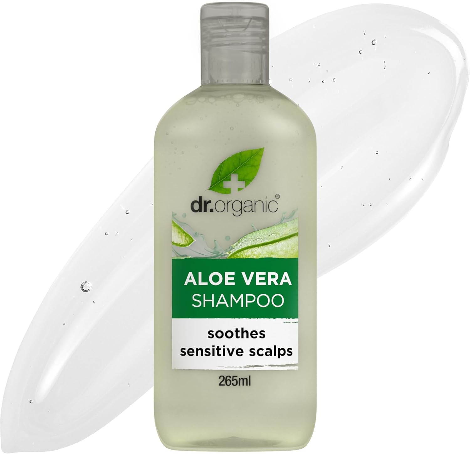Dr Organic Aloe Vera Shampoo, Soothing, All Hair Types, Natural, Vegan, Cruelty-Free, Paraben & Sls-Free, Recyclable & Recycled Ocean Bound Plastic, Certified Organic, 265Ml, Packaging May Vary