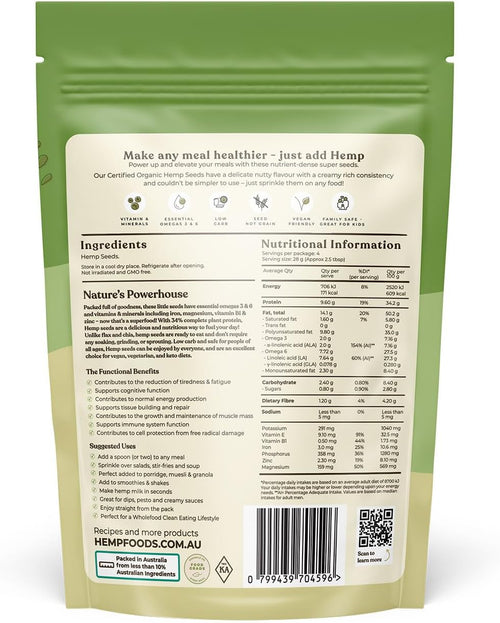 Australia Organic Hemp Seeds 114 G