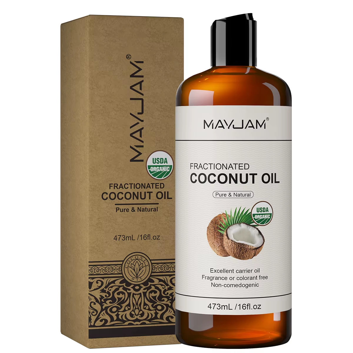 USDA Organic Coconut Oil for Skin Face Hair Cold-Pressed Sweet Almond Moroccan Argan Sunflower Seed Oil for Massage Moisturize