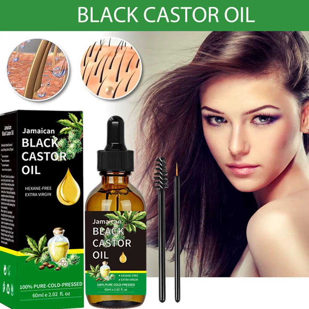 Black Castor Oil Healthy Organic Castor Oil Improves Hair Line Toughness Nourishes the Body Skin Hair Massage Moisturizing 60Ml