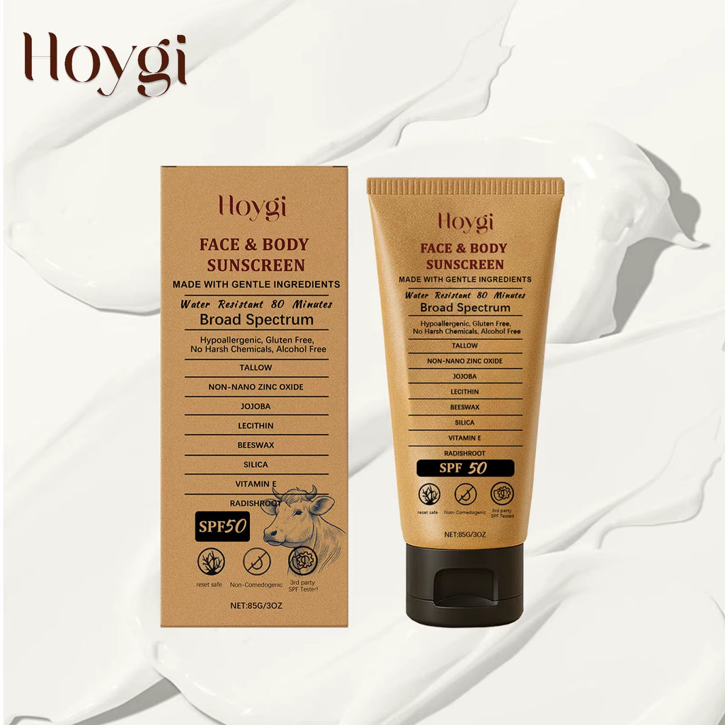 Spf 50+ Tallow Sunscreen anti UV Oil Control Natural Sunblock Isolation Even Skin Tone Prevent Sunburn Repair Face Solar Blocker