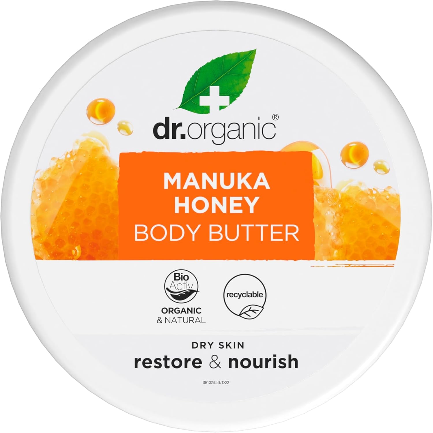 Dr Organic Manuka Honey Body Butter, Moisturising, Dry Skin, Mens, Womens, Natural, Vegetarian, Cruelty-Free, Paraben & Sls-Free, Organic, 200Ml