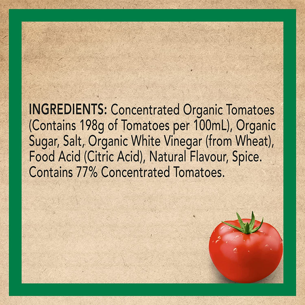 Organic Tomato Ketchup Tomato Sauce No Preservatives or Sweeteners Dipping Condiment 500Ml