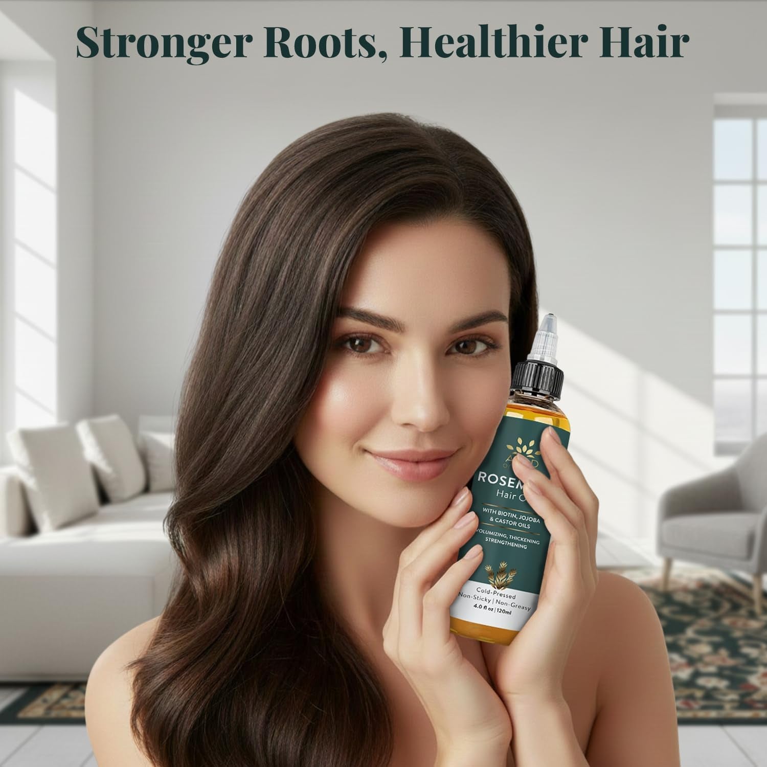 Rosemary Oil for Hair Growth Infused with Biotin, Jojoba & Castor Oil | Hair Strengthening Treatment | Nourishing & Volumizing | Non GMO Verified 120Ml (4Fl Oz)