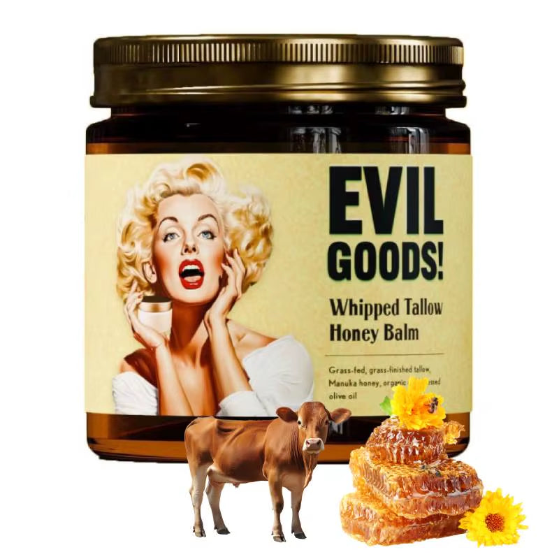 Whipped Beef Tallow Manuka Honey Balm for Skin & Face & Body Unscented Grass Fed Grass Finished Organic Face Cream Body Lotion