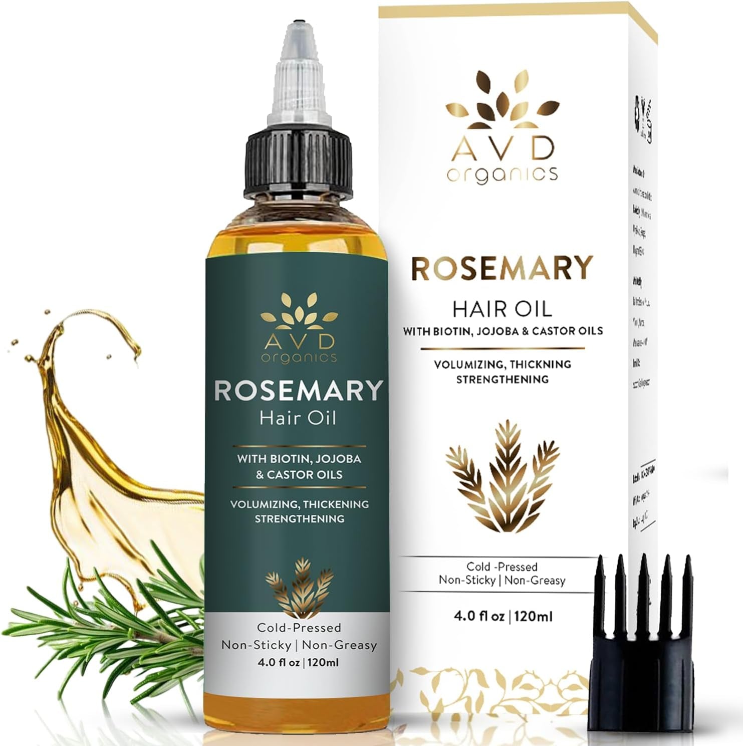 Rosemary Oil for Hair Growth Infused with Biotin, Jojoba & Castor Oil | Hair Strengthening Treatment | Nourishing & Volumizing | Non GMO Verified 120Ml (4Fl Oz)